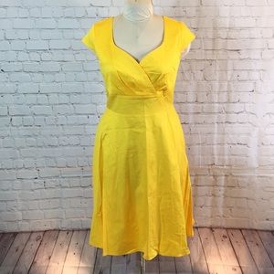 Bright Yellow Dress Sweetheat Neck Cap Sleeve Large